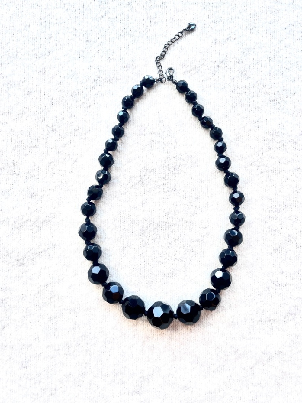 Vintage Carolee Faceted Jet Glass Necklace - Graduated Beaded - 85g